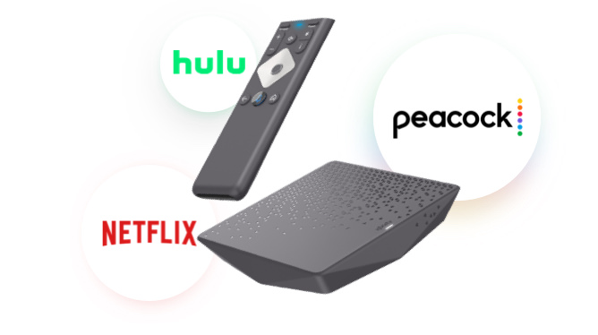 Netflix Hulu and Peacock logos with remote